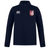 The Montgomery Bucks Griffins Club 1/4 Zip Mid Layer Training Top by EMB Canterbury features a white Canterbury logo and a maroon and white lion crest—ideal as a rugby training top.