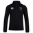 The Cypress Warriors Men's Rugby Club 1/4 Zip Mid Layer Training Top by EMB Canterbury features a black long-sleeve design with the Canterbury logo on the right chest and a purple shield emblem on the left—perfect for rugby training.