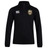 The RVA T.R.C. Club 1/4 Zip Mid Layer Training Top by EMB Canterbury features a black quarter-zip design with the Canterbury logo on the right chest and the RVA Rugby Club crest on the left chest—ideal as a rugby training top or cozy fleece for cool weather.