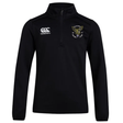 A black Hornets Rugby Club 1977 Club 1/4 Zip Mid Layer Training Top by Canterbury, featuring an EMB Canterbury logo on the right chest and a Hornets Rugby Club crest on the left chest.