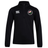 The Society of Iowa Rugby Referees Club 1/4 Zip Mid Layer Training Top by EMB Canterbury is a black long-sleeve fleece featuring a white Canterbury logo on the chest and a circular floral emblem on the left side, making it the perfect stylish and high-performance rugby mid layer.