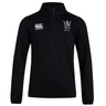 Black long-sleeved Cal Lutheran University Club 1/4 Zip Mid Layer Training Top by Canterbury featuring a brand logo on the right chest and a university crest on the left chest.