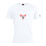 The Superior Rugby Club Plain Tee by WRS Canterbury is a white cotton blend shirt with a red and black "Superior Rugby" winged logo on the chest and a small "S" logo on the left sleeve.