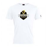 The Chicago Riot Club Plain Tee by WRS Canterbury is a white cotton-blend shirt featuring the club's black and yellow raised fist and stars logo on the front.