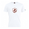 The West Potomac RFC Club Plain Tee by WRS Canterbury is a white cotton blend shirt with a maroon beaver logo with a star and stripes on the chest and a small sleeve logo.