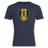 Sport the Gotham Knights Club Plain Tee by Canterbury, a stylish navy t-shirt featuring a striking yellow and blue shield logo with a dragon and the text "GKRFC NYC" on the front. Made from a premium cotton-heavy blend for ultimate comfort, this tee by WRS Canterbury lets you showcase your team spirit in style.