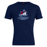 Navy blue SUNY Maritime Men’s Rugby Club Plain Tee by Canterbury featuring a “Maritime Rugby” logo with a large “M” and an anchor graphic on the chest.
