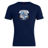 The Milwaukee Barbarians Rugby Club Plain Tee by WRS Canterbury is a navy blue cotton blend shirt with a front crest featuring a shield, banner, and wheat graphic.