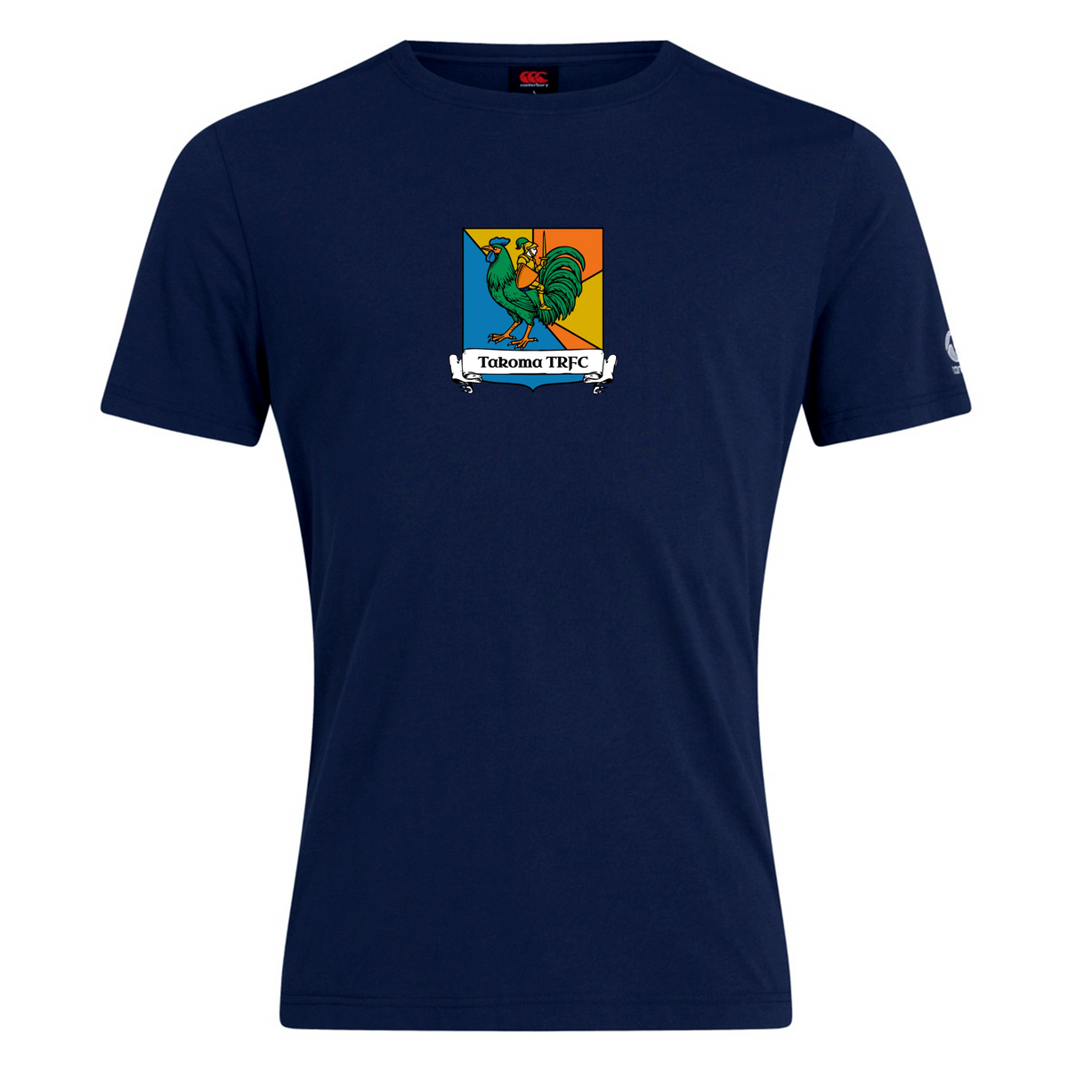 Navy blue Takoma Touch Rugby Club Plain Tee by Canterbury with a Takoma TRFC rugby crest on the chest.