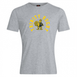 Gray T-shirt from the WRS Canterbury collection, part of the Trinity College Club Plain Tee line, made with a premium cotton-heavy blend. It features the yellow "TRINITY RUGBY" text and a yellow rooster inside a blue "T" at the center.