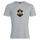 The Chicago Riot Club Plain Tee by WRS Canterbury is a gray cotton-blend shirt with a bold black and yellow "Chicago Riot Rugby Football Club" fist and five-star logo on the chest.