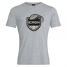 Grey WRS Canterbury ICRON Club Plain Tee with a black and white shield emblem on the chest featuring a rugby ball and the word “ICRON.”