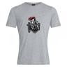The Birmingham Iron Women's Football Club Plain Tee by WRS Canterbury is a heather gray cotton blend shirt featuring a knight's helmet, red plume, and sword logo on the chest.
