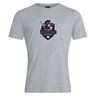 The Cypress Warriors Men's Rugby Club Plain Tee by WRS Canterbury is a customizable gray cotton blend shirt with a warrior helmet and rugby ball logo, ideal for showing team spirit and comfort.
