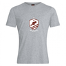 The West Potomac RFC Club Plain Tee by Canterbury from WRS Canterbury is a gray cotton-blend short-sleeve shirt with a maroon shield logo, beaver, star, "1963," and "West Potomac Rugby" text—classic style for fans.
