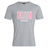 The East Stroudsburg University Club Plain Tee by WRS Canterbury is a gray cotton blend short-sleeve shirt featuring large red and white "ESU" letters and smaller white "RUGBY" text on the chest.