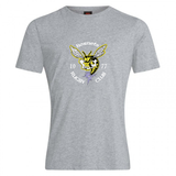 The Hornets Rugby Club 1977 Club Plain Tee by Canterbury from WRS Canterbury is a gray cotton blend shirt showcasing a yellow hornet graphic and “Hornets Rugby Club 1977” printed on the chest. This customizable t-shirt unites classic comfort with club spirit.