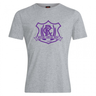 Grey short-sleeved cotton blend Western Carolina University Club Plain Tee by Canterbury with a purple Western Carolina Rugby crest printed on the center of the chest.