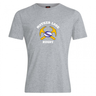 Gray Mother Lode Club Plain Tee by Canterbury featuring a graphic of two crossed pickaxes, a rugby ball, and the text “MOTHER LODE” and “RUGBY.”