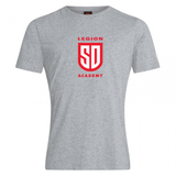 Grey cotton blend Legion Academy Club Plain Tee by Canterbury featuring a red “Legion Academy” logo and “SD” emblem on the chest.