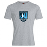 The Minneapolis Mayhem Rugby Club Plain Tee by Canterbury from WRS Canterbury is a light gray, soft cotton blend t-shirt featuring the team’s stylized flame logo and bold blue, black, and white text on the front center. Designed for all-day comfort, this customizable tee is perfect for showcasing your team spirit.