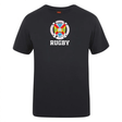 The Hampden Sydney College Club Plain Tee by Canterbury, available from WRS Canterbury, is a black t-shirt crafted from a premium cotton-heavy blend and showcases a vibrant crest with "Sydney" and "Rugby" prominently displayed beneath it.
