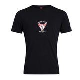 The WRS Canterbury Superior Rugby Club Plain Tee is a black cotton-blend short-sleeve T-shirt with a red and white "Superior Rugby" emblem and winged "S" logo printed on the chest.