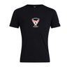 The WRS Canterbury Superior Rugby Club Plain Tee is a black cotton-blend short-sleeve T-shirt with a red and white "Superior Rugby" emblem and winged "S" logo printed on the chest.