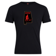 Aging Alabama Rugby Players Club Plain Tee by Canterbury in a black cotton blend featuring an outline of the state of Alabama, a graphic of a devil with a scythe, and the text “AARP” in a stylized font.