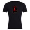 Aging Alabama Rugby Players Club Plain Tee by Canterbury in a black cotton blend featuring an outline of the state of Alabama, a graphic of a devil with a scythe, and the text “AARP” in a stylized font.