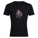 The Birmingham Iron Women's Football Club Plain Tee by WRS Canterbury is a black cotton blend shirt featuring the team's logo—ideal as a customizable tee for fans.