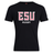 The East Stroudsburg University Club Plain Tee by WRS Canterbury is a black cotton blend t-shirt featuring bold "ESU Rugby" print in white and red—a standout customizable shirt for fans.