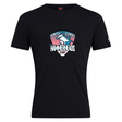 The SWFL Lady Hammerheads Club Plain Tee by Canterbury, from WRS Canterbury, is a black cotton blend t-shirt featuring a stylized hammerhead shark logo on the chest.