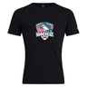 The SWFL Lady Hammerheads Club Plain Tee by Canterbury, from WRS Canterbury, is a black cotton blend t-shirt featuring a stylized hammerhead shark logo on the chest.