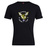 The Hornets Rugby Club 1977 Club Plain Tee by Canterbury from WRS Canterbury is a black cotton-blend t-shirt showcasing a yellow hornet logo, "hornets RUGBY CLUB," and "1977" printed on the chest. This customizable tee blends comfort and club spirit, making it perfect for any rugby fan.