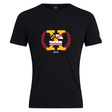 The Potomac Exiles Rugby Club Plain Tee by WRS Canterbury is a black cotton blend t-shirt featuring a large “V” with Maryland and Washington, D.C. flag elements, laurel wreath, and “2014” text on the chest.