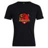 The Godzilla Rugby Football Club Club Plain Tee by Canterbury, from WRS Canterbury, is a black short-sleeve cotton blend t-shirt featuring a striking red and yellow dragon crest logo with “Godzilla Rugby Football Club” printed on the front. This customizable tee offers both comfort and bold style, making it ideal for showcasing team spirit or for everyday wear.