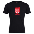 Black short-sleeved Legion Academy Club Plain Tee by Canterbury with “LEGION ACADEMY” and a shield logo featuring the letters “SD” in red on the chest.