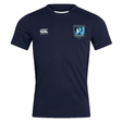 The Minneapolis Mayhem Rugby Club Dry Tee by EMB Canterbury is a navy blue short-sleeve sports jersey featuring the “Canterbury” logo on the right chest and the “Minneapolis Mayhem” badge on the left chest. Designed as a breathable workout tee, it incorporates Vapodri Technology to keep you cool and dry during intense training sessions.