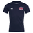 The EMB Canterbury Nebraska Rugby Referee Society Club Dry Tee features a navy blue design with a Nebraska rugby logo on the left chest, a Canterbury logo on the right, and Vapodri Technology for breathability during workouts.