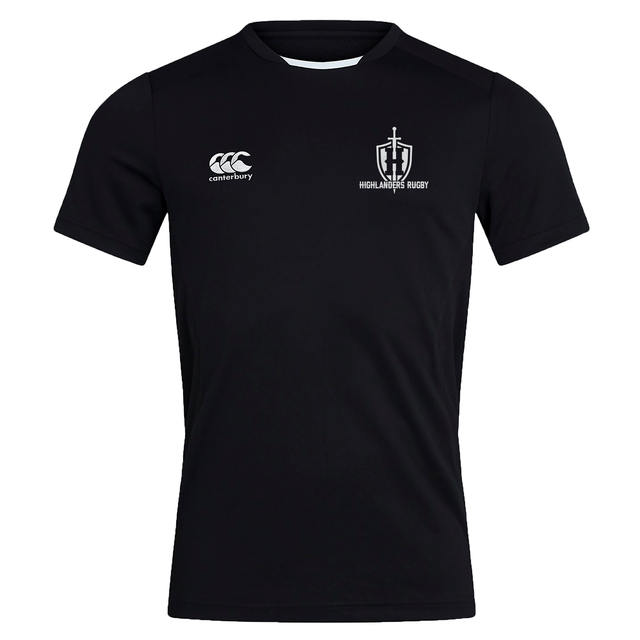 The Highlanders Rugby NC Club Dry Tee by Canterbury features the Highlanders Rugby logo on the right chest and the EMB Canterbury logo on the left chest. Crafted with Vapodri Technology for optimal performance and breathability, this shirt is perfect for any rugby enthusiast.