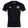 The SWFL Lady Hammerheads Club Dry Tee by WRS Canterbury is a black short-sleeve workout shirt with a "HAMMERHEADS" logo on the right chest and a white Canterbury logo on the left, featuring Vapodri Technology for comfort and performance.