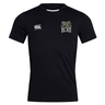 Introducing the Lewis County Elks Club Dry Tee by EMB Canterbury—a black short-sleeve athletic shirt featuring the Canterbury logo on the right chest and an “Elks” emblem with an elk head on the left chest. Made with Vapodri Technology for superior moisture wicking, this tee keeps you cool and comfortable during any activity.