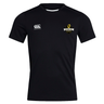 The Chicago Riot Club Dry Tee by EMB Canterbury is a black short-sleeve athletic shirt with Vapodri Technology, featuring the Canterbury logo on the right chest and Chicago Riot badge on the left to keep you cool and dry.
