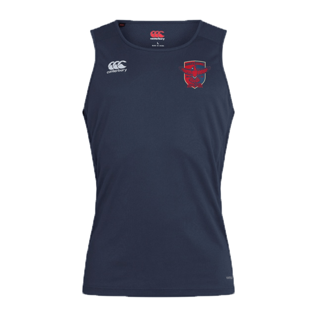 EMB Canterbury's Charlotte Cardinals Rugby Club Club Dry Singlet featuring Vapodri technology.