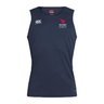 A Rugby East Conference Club Dry Singlet by EMB Canterbury featuring a "Rugby East" logo and an EMB Canterbury logo on the front, crafted as part of the Canterbury Club Dry singlet range with advanced Vapodri Technology for superior athletic gear performance.