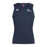 Navy blue sleeveless sports tank top featuring the "Silver Hawks SkyPark World" logo and Canterbury brand logo on the front. Engineered with Vapodri Technology, this quick-drying Syracuse Silver Hawks Club Dry Singlet by EMB Canterbury ensures optimal performance and comfort during your workouts.