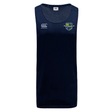 The Kingwood Rugby Club Dry Singlet by EMB Canterbury is a navy rugby tank top featuring the Kingwood Rugby crest—ideal athletic wear combining comfort and style.