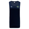 The Kingwood Rugby Club Dry Singlet by EMB Canterbury is a navy rugby tank top featuring the Kingwood Rugby crest—ideal athletic wear combining comfort and style.