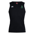 The Summit Rugby Club Dry Singlet by EMB Canterbury is a black sleeveless athletic shirt featuring "Rugby" and a logo on the front. This singlet showcases Canterbury branding and Vapodri Technology to keep you cool and comfortable, making it the perfect athletic gear for any sport.